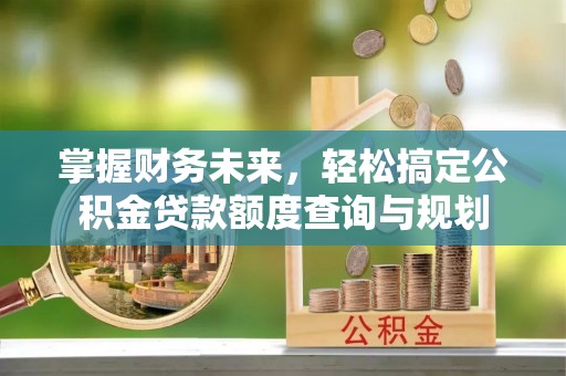 杞县掌握财务未来，轻松搞定公积金贷款额度查询与规划